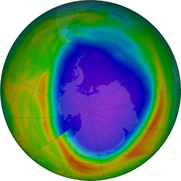 Antarctic ozone map for 05 October 2023